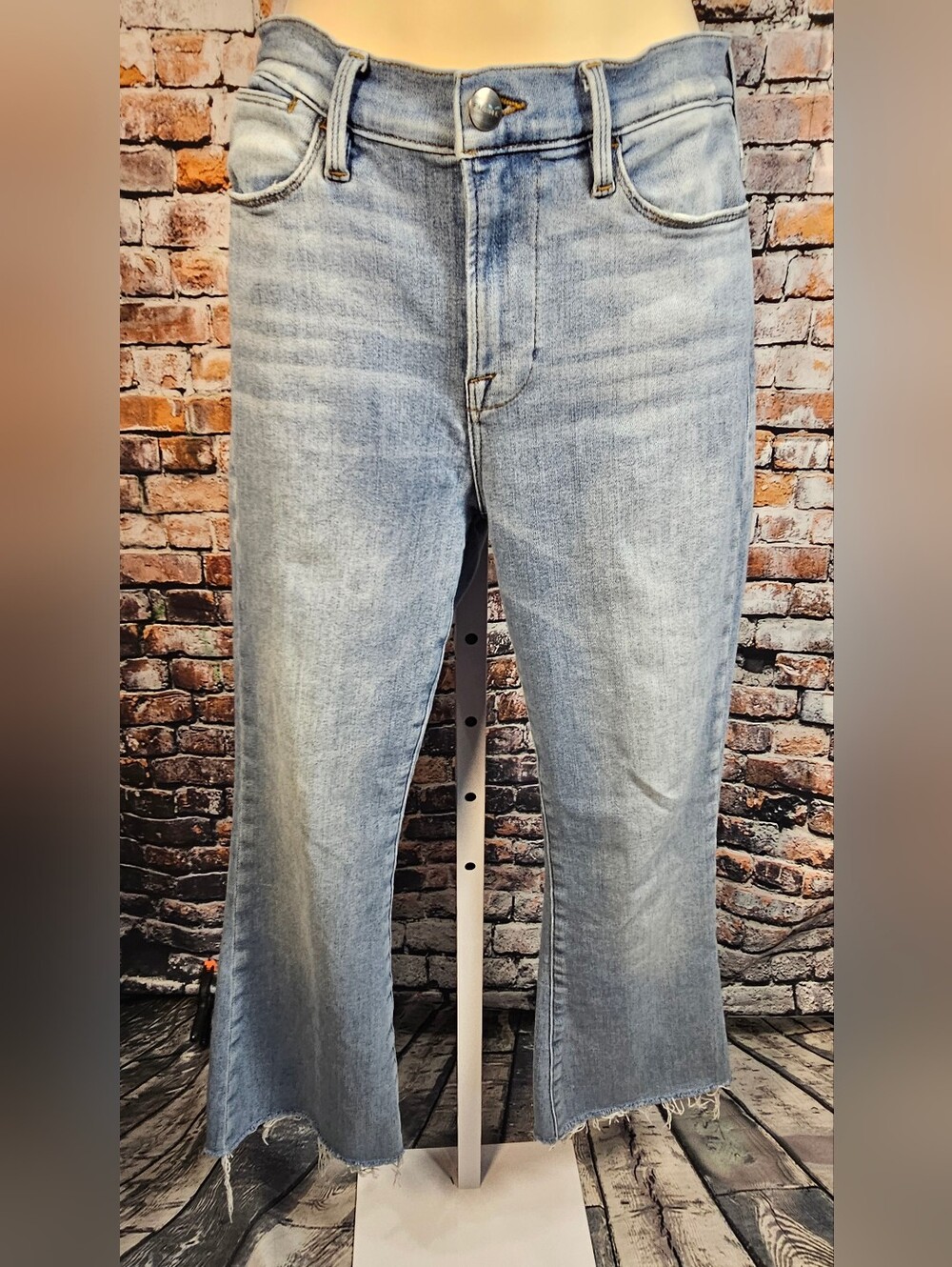 FRAME Le High Flare Jeans Women's Size 27 High Rise Raw Hem Light Wash Denim